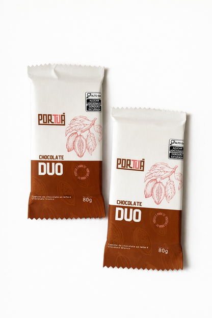 Barra maciça de chocolate duo 80g
