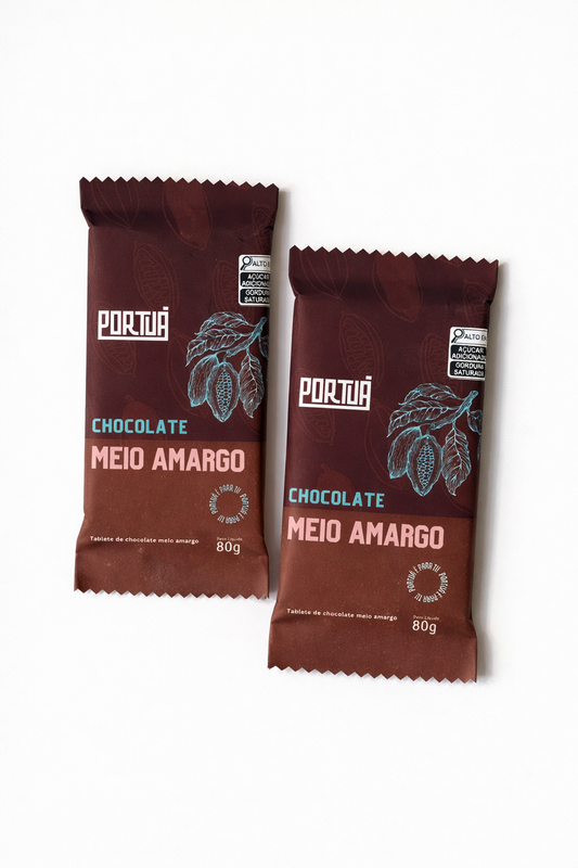 Barra maciça de chocolate meio amargo 80g