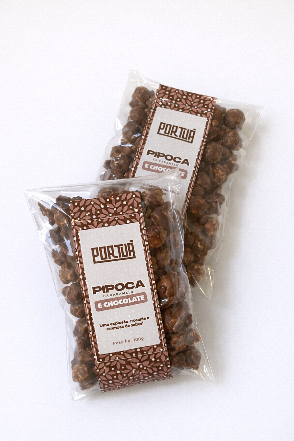 Pipoca banhada no chocolate 100g